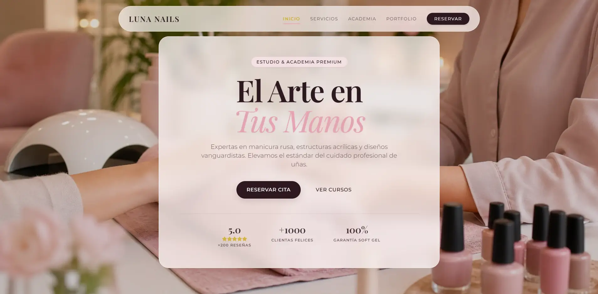 Preview de sitio web para servicios y academia
